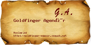Goldfinger Agenór névjegykártya